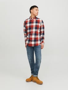 Jack & Jones Erkek Ekose Desenli Slım Fıt Gömlek - Buffalo -Cinnabar - 12235965