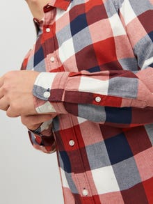 Jack & Jones Erkek Ekose Desenli Slım Fıt Gömlek - Buffalo -Cinnabar - 12235965