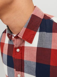 Jack & Jones Erkek Ekose Desenli Slım Fıt Gömlek - Buffalo -Cinnabar - 12235965