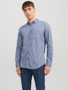 Jack & Jones Erkek Düğme Kapamalı Gömlek - Classıc -Faded Denim - 12235974