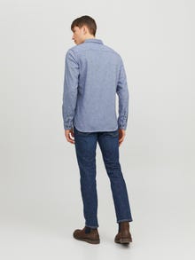 Jack & Jones Erkek Düğme Kapamalı Gömlek - Classıc -Faded Denim - 12235974