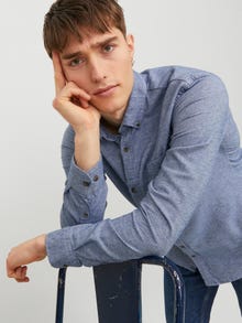 Jack & Jones Erkek Düğme Kapamalı Gömlek - Classıc -Faded Denim - 12235974