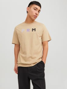 Jack & Jones Erkek PRM Baskılı Tişört - Blabrandıng -White Pepper - 12236610