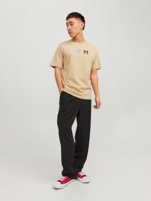 Jack & Jones Erkek PRM Baskılı Tişört - Blabrandıng -White Pepper - 12236610