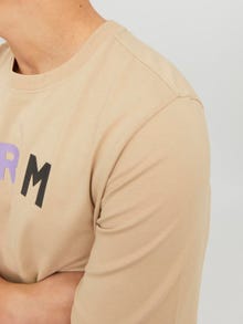 Jack & Jones Erkek PRM Baskılı Tişört - Blabrandıng -White Pepper - 12236610