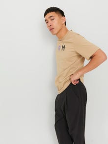 Jack & Jones Erkek PRM Baskılı Tişört - Blabrandıng -White Pepper - 12236610