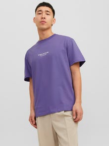 Jack & Jones Erkek Kabartma Logo Baskılı Tişört - Vesterbro -Twilight Purple - 12240121