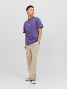 Jack & Jones Erkek Kabartma Logo Baskılı Tişört - Vesterbro -Twilight Purple - 12240121