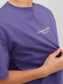 Jack & Jones Erkek Kabartma Logo Baskılı Tişört - Vesterbro -Twilight Purple - 12240121