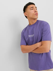 Jack & Jones Erkek Kabartma Logo Baskılı Tişört - Vesterbro -Twilight Purple - 12240121