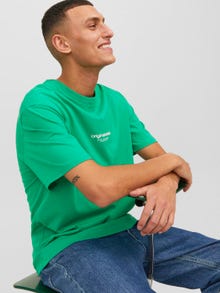 Jack & Jones Erkek Kabartma Logo Baskılı Tişört - Vesterbro -Holly Green - 12240121