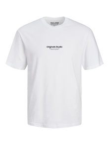 Jack & Jones Erkek Kabartma Logo Baskılı Tişört - Vesterbro -Bright White - 12240121