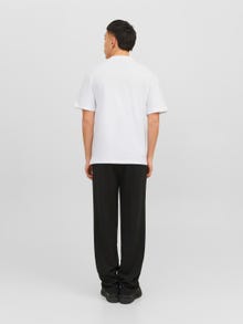 Jack & Jones Erkek Kabartma Logo Baskılı Tişört - Vesterbro -Bright White - 12240121