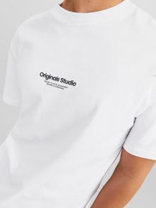 Jack & Jones Erkek Kabartma Logo Baskılı Tişört - Vesterbro -Bright White - 12240121