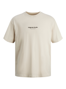 Jack & Jones Erkek Kabartma Logo Baskılı Tişört - Vesterbro -Moonbeam - 12240121