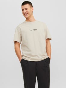 Jack & Jones Erkek Kabartma Logo Baskılı Tişört - Vesterbro -Moonbeam - 12240121