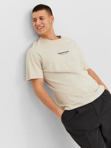 Jack & Jones Erkek Kabartma Logo Baskılı Tişört - Vesterbro -Moonbeam - 12240121