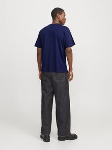 Jack & Jones Erkek Kabartma Logo Baskılı Tişört - Vesterbro -Ocean Cavern - 12240121