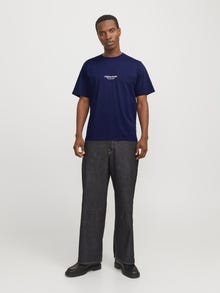 Jack & Jones Erkek Kabartma Logo Baskılı Tişört - Vesterbro -Ocean Cavern - 12240121