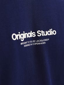 Jack & Jones Erkek Kabartma Logo Baskılı Tişört - Vesterbro -Ocean Cavern - 12240121
