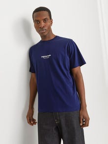 Jack & Jones Erkek Kabartma Logo Baskılı Tişört - Vesterbro -Ocean Cavern - 12240121