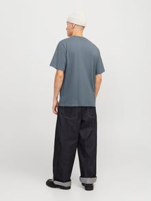 Jack & Jones Erkek Kabartma Logo Baskılı Tişört - Vesterbro -Stormy Weather - 12240121