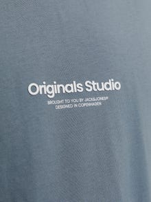 Jack & Jones Erkek Kabartma Logo Baskılı Tişört - Vesterbro -Stormy Weather - 12240121