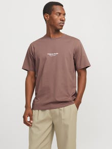Jack & Jones Erkek Kabartma Logo Baskılı Tişört - Vesterbro -Deep Taupe - 12240121