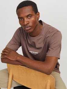 Jack & Jones Erkek Kabartma Logo Baskılı Tişört - Vesterbro -Deep Taupe - 12240121