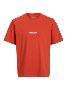 Jack & Jones Erkek Kabartma Logo Baskılı Tişört - Vesterbro -Summer Fig - 12240121
