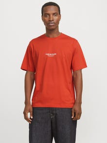 Jack & Jones Erkek Kabartma Logo Baskılı Tişört - Vesterbro -Summer Fig - 12240121