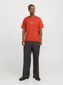Jack & Jones Erkek Kabartma Logo Baskılı Tişört - Vesterbro -Summer Fig - 12240121