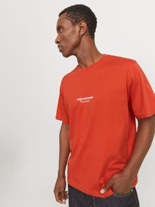 Jack & Jones Erkek Kabartma Logo Baskılı Tişört - Vesterbro -Summer Fig - 12240121