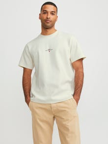 Jack & Jones Erkek RDD Göğüs Baskılı Tişört - Luca -Egret - 12243500