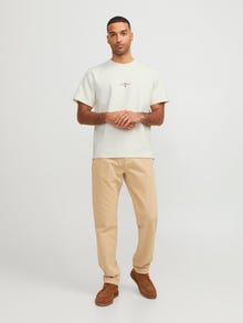 Jack & Jones Erkek RDD Göğüs Baskılı Tişört - Luca -Egret - 12243500