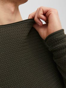 Jack & Jones Büyük Beden Pamuklu Bisiklet Yaka Kazak -Grape Leaf - 12244903