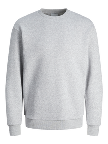 Jack & Jones Erkek Bisiklet Yaka Tişört - Bradley -Light Grey Melange - 12249341
