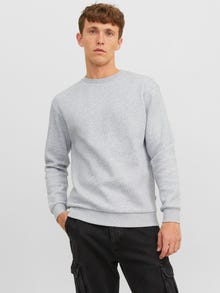 Jack & Jones Erkek Bisiklet Yaka Tişört - Bradley -Light Grey Melange - 12249341