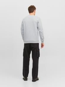 Jack & Jones Erkek Bisiklet Yaka Tişört - Bradley -Light Grey Melange - 12249341