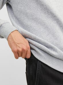Jack & Jones Erkek Bisiklet Yaka Tişört - Bradley -Light Grey Melange - 12249341