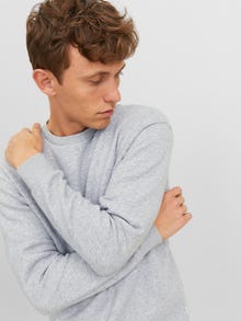 Jack & Jones Erkek Bisiklet Yaka Tişört - Bradley -Light Grey Melange - 12249341