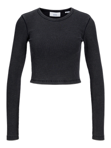 Jack & Jones Kadın Uzun Kollu Crop Tişört - Felıne -Black - 12249435