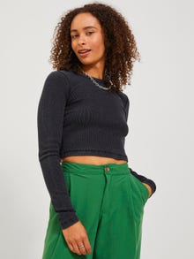 Jack & Jones Kadın Uzun Kollu Crop Tişört - Felıne -Black - 12249435