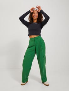 Jack & Jones Kadın Uzun Kollu Crop Tişört - Felıne -Black - 12249435