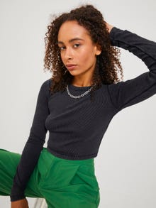 Jack & Jones Kadın Uzun Kollu Crop Tişört - Felıne -Black - 12249435