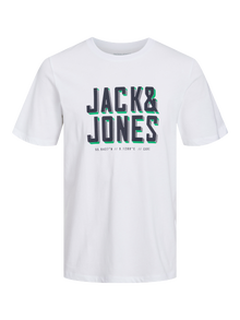 Jack & Jones Erkek Göğüs Logo Baskılı Tişört - Grow -White - 12249613