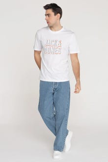 Jack & Jones Erkek Göğüs Logo Baskılı Tişört - Grow -White - 12249613