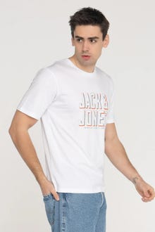 Jack & Jones Erkek Göğüs Logo Baskılı Tişört - Grow -White - 12249613