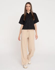 Jack & Jones Kadın Rahat Kalıp Keten Pantolon - Flora -Cement - 12249649
