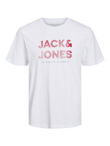 Jack & Jones Erkek Klasik Logo Baskılı Tişört - Year -White - 12249665